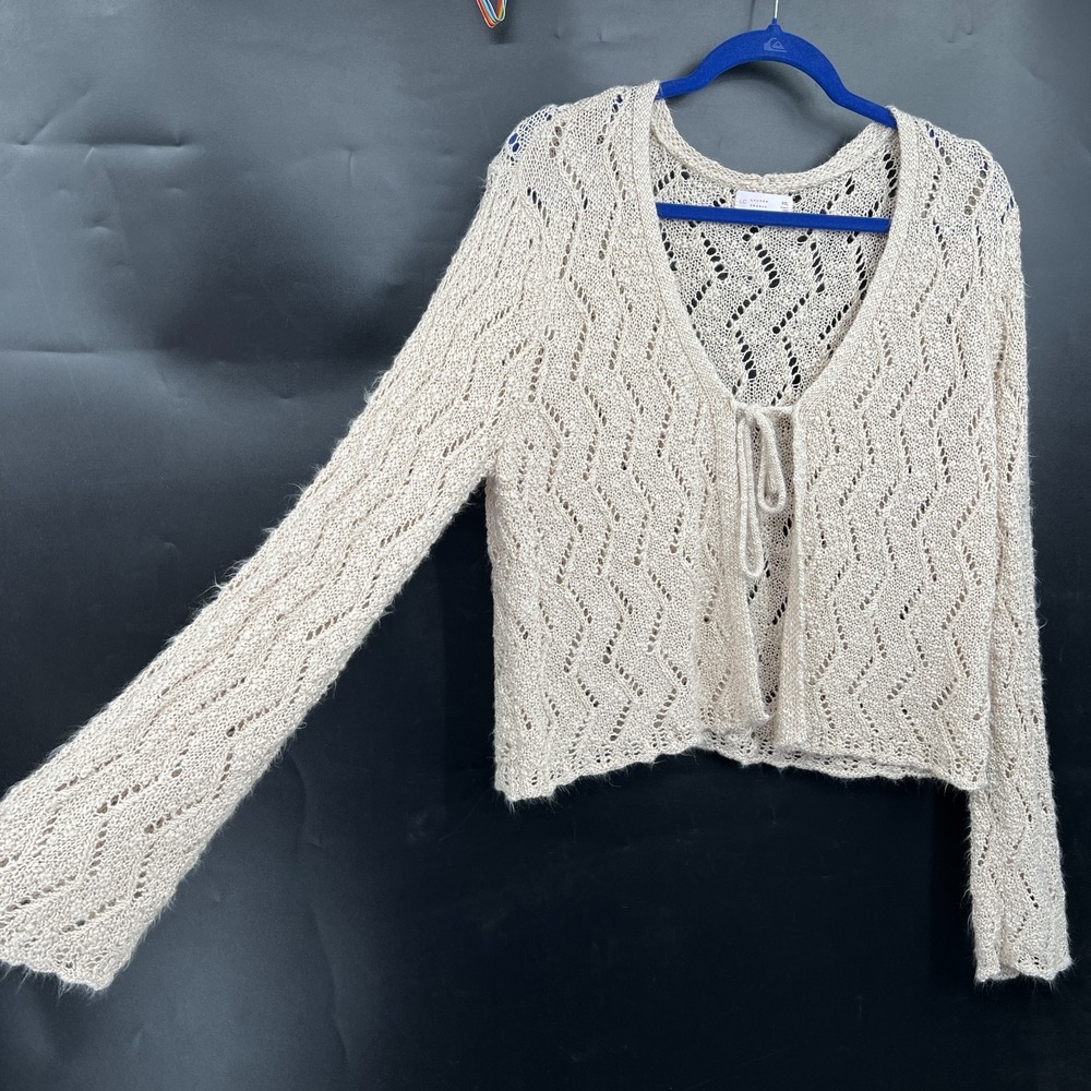 Boho loose knit long sleeve tie front cardigan‎ sweater fairycore cottagecore XL